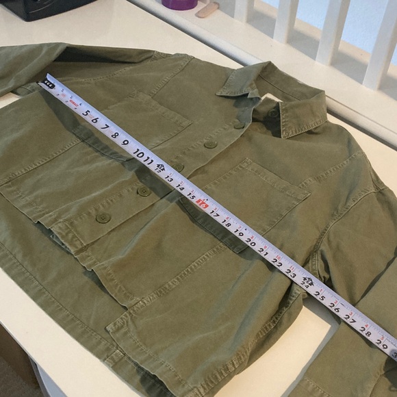 ZARA Cotton Canvas Olive Green Boxy Oversized Cropped Jacket Medium - Picture 7 of 9